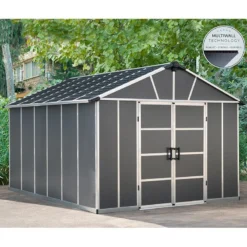 11' X 13.1' Palram Canopia Yukon Dark Grey Skylight Plastic Shed (3.32m X 3.93m) 19 11' X 13.1' Palram Canopia Yukon Dark Grey Skylight Plastic Shed (3.32m X 3.93m) -Zen Gardenia Sales 01 705159 11x13 palram canopia yukon shed insitu1 min