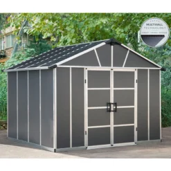 11' X 9' Palram Canopia Yukon Dark Grey Skylight Plastic Shed With WPC Floor (3.3m X 2.7m) 23 11' X 9' Palram Canopia Yukon Dark Grey Skylight Plastic Shed With WPC Floor (3.3m X 2.7m) -Zen Gardenia Sales 01 705160 11x9 palram canopia yukon shed insitu1 min