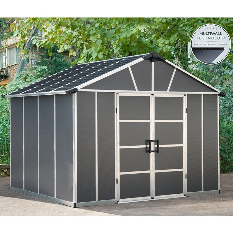 11' X 9' Palram Canopia Yukon Dark Grey Skylight Plastic Shed With WPC Floor (3.3m X 2.7m) 7 11' X 9' Palram Canopia Yukon Dark Grey Skylight Plastic Shed With WPC Floor (3.3m X 2.7m) - Image 5