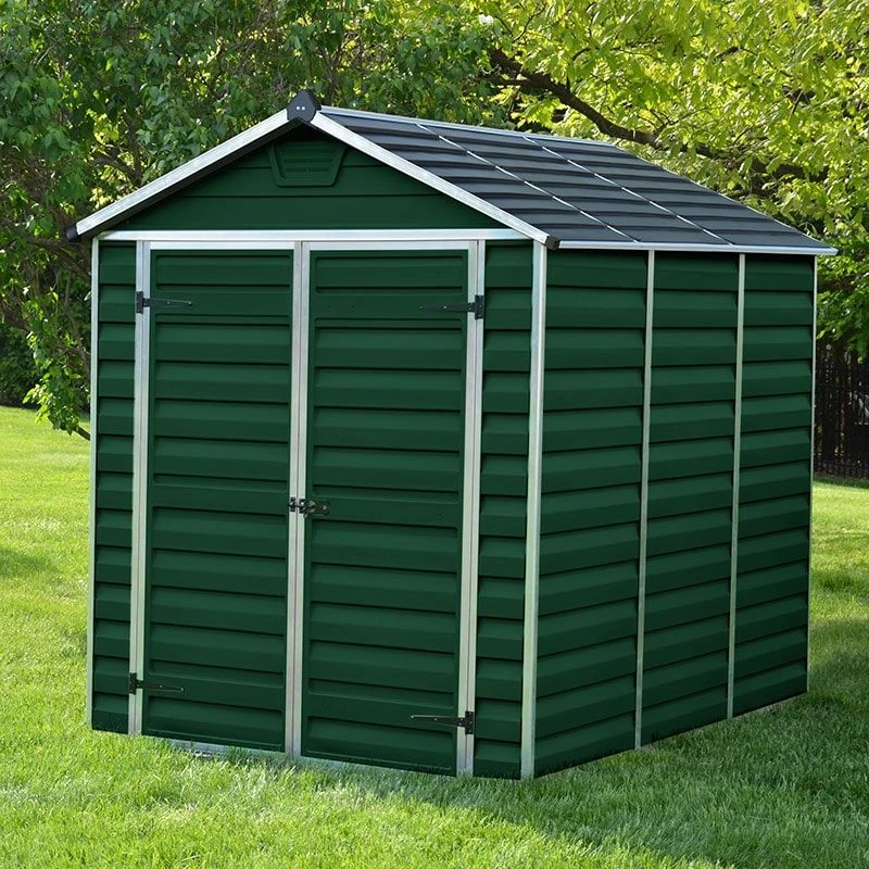 6' X 8' Palram Canopia Dark Green Skylight Plastic Shed (1.85m X 2.29m) 3 6' X 8' Palram Canopia Dark Green Skylight Plastic Shed (1.85m X 2.29m)