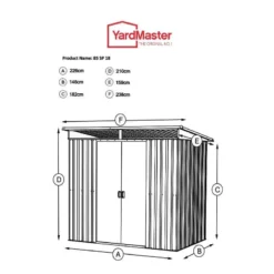 8' X 5' Yardmaster TopLight Pent Metal Shed (2.38m X 1.59m) -Zen Gardenia Sales 01 85sp18 8 x 5 yardmaster toplight pent metal shed drawing min 1