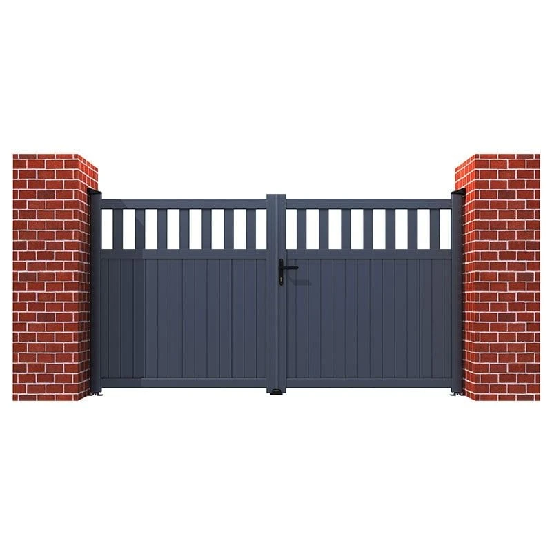 Partial Privacy Premium Aluminium Driveway Double Gates - Grey 3 Partial Privacy Premium Aluminium Driveway Double Gates - Grey