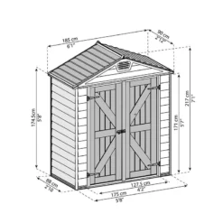 6' X 3' Palram Canopia Tan Skylight Plastic Shed (1.85m X 0.9m) -Zen Gardenia Sales 02 703387bun 6x3 palram canopia tan skylight shed drawing min