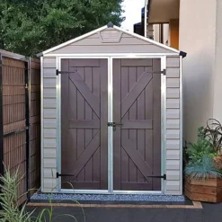 6' X 12' Palram Canopia Tan Skylight Plastic Shed (1.85m X 3.79m) -Zen Gardenia Sales 02 703391bun 6x12 palram canopia tan skylight shed insitu2 min