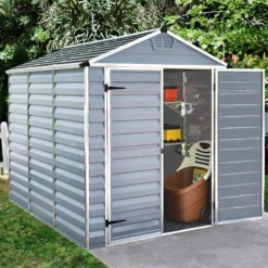 6' X 8' Palram Canopia Grey Skylight Plastic Shed (1.85m X 2.29m) -Zen Gardenia Sales 02 705584hd 6x8 palram canopia grey skylight shed insitu2 min