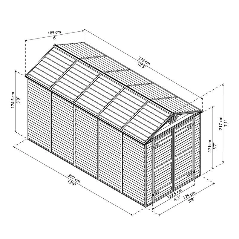 6' X 12' Palram Canopia Grey Skylight Plastic Shed (1.85m X 3.79m) 5 6' X 12' Palram Canopia Grey Skylight Plastic Shed (1.85m X 3.79m) - Image 3