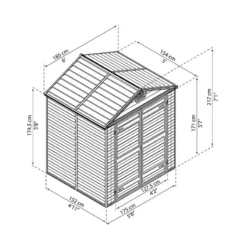 6' X 5' Palram Canopia Dark Green Skylight Plastic Shed (1.85m X 1.54m) -Zen Gardenia Sales 02 706042hd 6x5 palram canopia green skylight shed drawing min