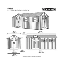 17'6 X 8' Lifetime Dual Entrance Heavy Duty Plastic Shed (5.33m X 2.44m) -Zen Gardenia Sales 03 60213 lifetime dual 175 drawing min