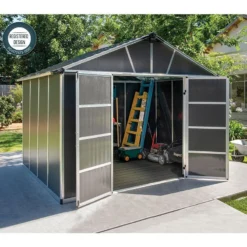 11' X 9' Palram Canopia Yukon Dark Grey Skylight Plastic Shed With WPC Floor (3.3m X 2.7m) 24 11' X 9' Palram Canopia Yukon Dark Grey Skylight Plastic Shed With WPC Floor (3.3m X 2.7m) -Zen Gardenia Sales 03 705160 11x9 palram canopia yukon shed insitu3 min