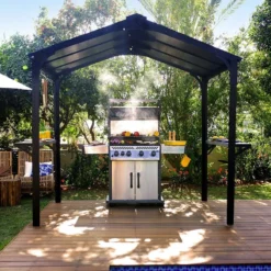 8' X 6' Palram Canopia Austin 2400 BBQ Shelter Gazebo - Black (2.84m X 1.8m) -Zen Gardenia Sales 03 706835 8x6 pc austin insitu min