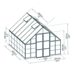10' X 12' Palram Canopia Balance Silver Greenhouse (3.04m X 3.66m) 19 10' X 12' Palram Canopia Balance Silver Greenhouse (3.04m X 3.66m) -Zen Gardenia Sales 03 706963 10x12 pc balance drawing min