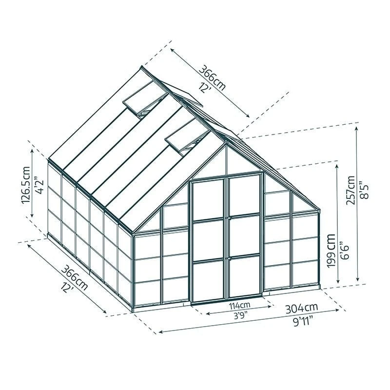 10' X 12' Palram Canopia Balance Silver Greenhouse (3.04m X 3.66m) 5 10' X 12' Palram Canopia Balance Silver Greenhouse (3.04m X 3.66m) - Image 3