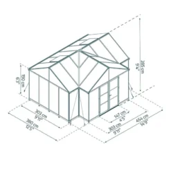 14'9 X 12'5 Palram Canopia Triomphe Orangery Enclosed Garden Gazebo (4.54m X 3.8m) -Zen Gardenia Sales 03 706970 14x12 pc triomphe drawing min 1