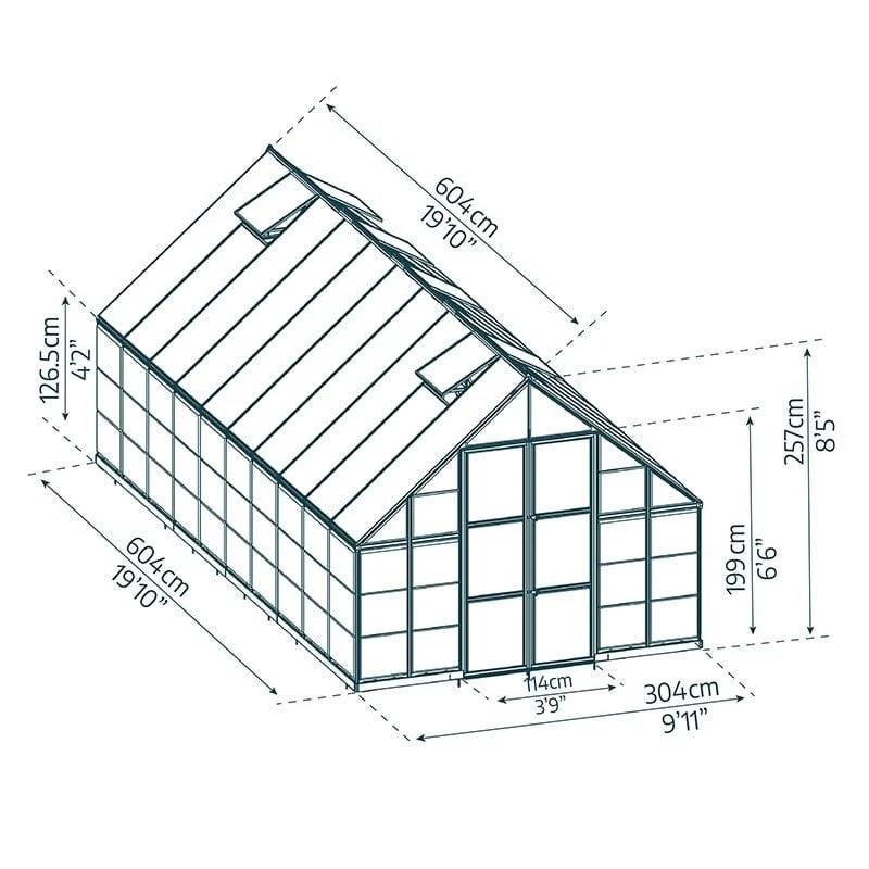 10' X 20' Palram Canopia Balance Silver Large Greenhouse (3.04m X 6.04m) 5 10' X 20' Palram Canopia Balance Silver Large Greenhouse (3.04m X 6.04m) - Image 3