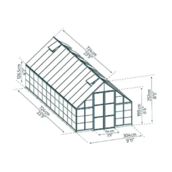 10' X 24' Palram Canopia Balance Silver Large Greenhouse (3.04m X 7.24m) -Zen Gardenia Sales 03 707014 10x24 pc balance drawing min