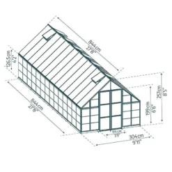 10' X 28' Palram Canopia Balance Silver Large Greenhouse (3.04m X 8.44m) 19 10' X 28' Palram Canopia Balance Silver Large Greenhouse (3.04m X 8.44m) -Zen Gardenia Sales 03 707015 10x28 pc balance drawing min