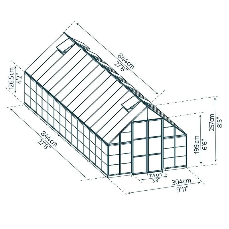 10' X 28' Palram Canopia Balance Silver Large Greenhouse (3.04m X 8.44m) 5 10' X 28' Palram Canopia Balance Silver Large Greenhouse (3.04m X 8.44m) - Image 3