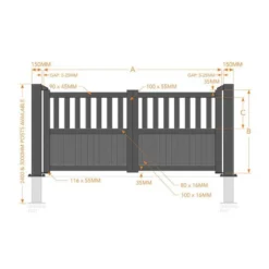 Partial Privacy Premium Aluminium Driveway Double Gates - Black -Zen Gardenia Sales 03 rmg014dgblack drawing min