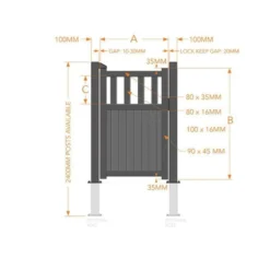 Partial Privacy Premium Aluminium Side Gate - Black 9 Partial Privacy Premium Aluminium Side Gate - Black -Zen Gardenia Sales 03 rmg014pgblack drawing min