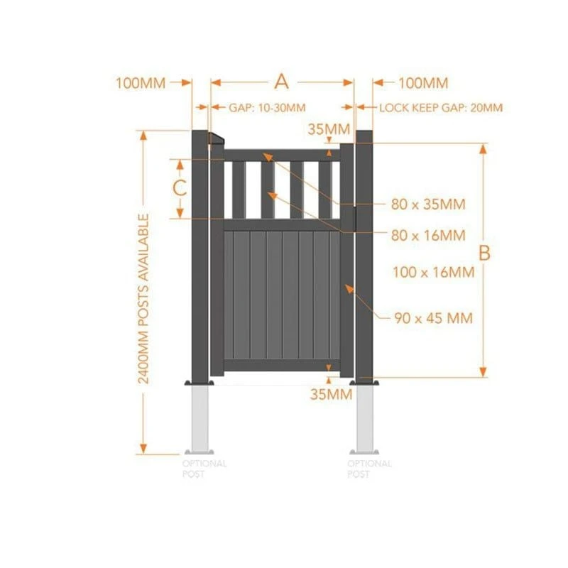 Partial Privacy Premium Aluminium Side Gate - Black 5 Partial Privacy Premium Aluminium Side Gate - Black - Image 3