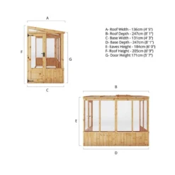 8'2 X 4'4 (2.49x1.32m) Mercia 84 Wooden Lean-To Greenhouse -Zen Gardenia Sales 03 si 004 001 0005 drawing1 min 1