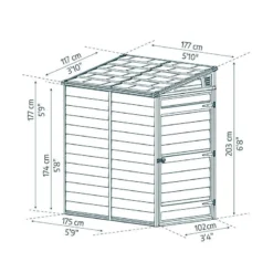 4' X 6' Palram Canopia Grey Skylight Pent Plastic Shed (1.17m X 1.77m) 17 4' X 6' Palram Canopia Grey Skylight Pent Plastic Shed (1.17m X 1.77m) -Zen Gardenia Sales 04 702624hd 4x6 palram canopia grey skylight shed drawing min