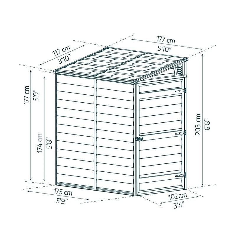 4' X 6' Palram Canopia Grey Skylight Pent Plastic Shed (1.17m X 1.77m) 6 4' X 6' Palram Canopia Grey Skylight Pent Plastic Shed (1.17m X 1.77m) - Image 4