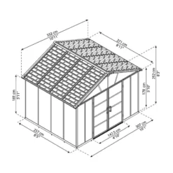 11' X 9' Palram Canopia Yukon Dark Grey Skylight Plastic Shed With WPC Floor (3.3m X 2.7m) 21 11' X 9' Palram Canopia Yukon Dark Grey Skylight Plastic Shed With WPC Floor (3.3m X 2.7m) -Zen Gardenia Sales 04 705160 11x9 palram canopia yukon shed drawing min