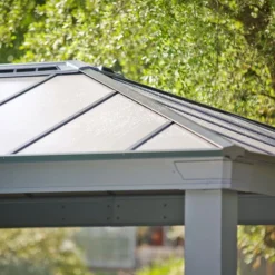 14' X 14' Palram Canopia Dallas Grey Garden Gazebo (4.22m X 4.22m) -Zen Gardenia Sales 04 707105 14x14 pc dallas feature min