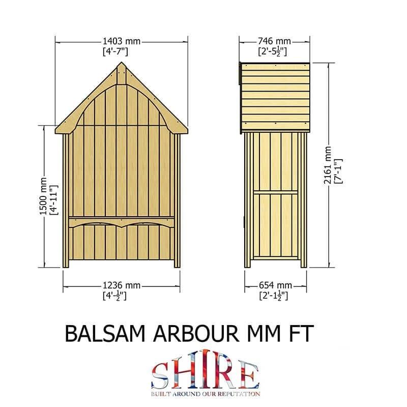 Shire Balsam Garden Arbour Seat 4'x2' 6 Shire Balsam Garden Arbour Seat 4'x2' - Image 4