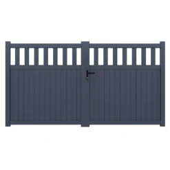 Partial Privacy Premium Aluminium Driveway Double Gates - Grey 11 Partial Privacy Premium Aluminium Driveway Double Gates - Grey -Zen Gardenia Sales 04 rmg014dggrey render2 min