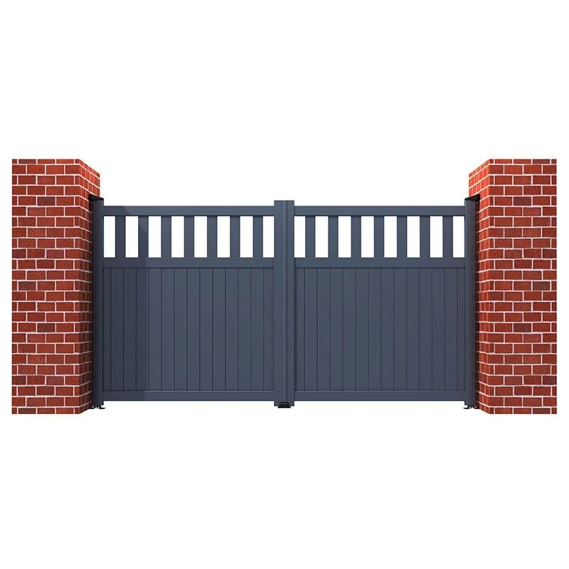 Partial Privacy Premium Aluminium Driveway Double Gates - Grey 7 Partial Privacy Premium Aluminium Driveway Double Gates - Grey - Image 5