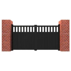Partial Privacy Premium Aluminium Driveway Double Gates - Black -Zen Gardenia Sales 06 rmg014dgblack render3 min