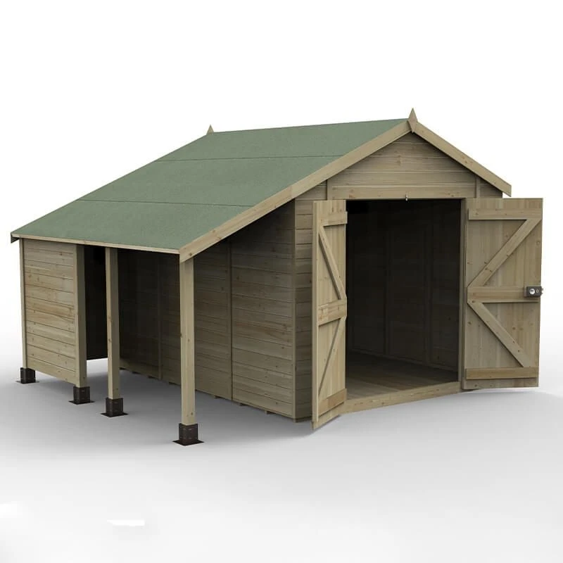 10' X 8' Forest Timberdale 25yr Guarantee Tongue & Groove Pressure Treated Windowless Double Door Apex Shed With Logstore (3.07m X 2.36m) 4 10' X 8' Forest Timberdale 25yr Guarantee Tongue & Groove Pressure Treated Windowless Double Door Apex Shed With Logstore (3.07m X 2.36m) - Image 2