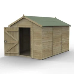 12' X 8' Forest Timberdale 25yr Guarantee Tongue & Groove Pressure Treated Windowless Apex Shed (3.65m X 2.52m) -Zen Gardenia Sales 1 tpa812nwm open 1