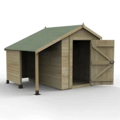 8' X 6' Forest Timberdale 25yr Guarantee Tongue & Groove Pressure Treated Windowless Apex Shed With Logstore (2.5m X 1.83m) -Zen Gardenia Sales 1 tpa86lsnwm open 1