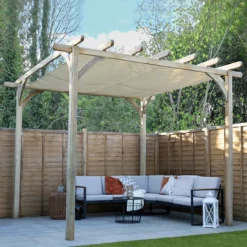 Forest Large Ultima Wooden Garden Pergola With Retractable Canopy 12' X 12'