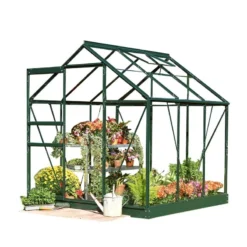 6'4 X 6'5 Green Frame Halls Popular 66 Small Greenhouse (1.93 X 1.95m) -Zen Gardenia Sales 1. green popular 66 base 800px cutout