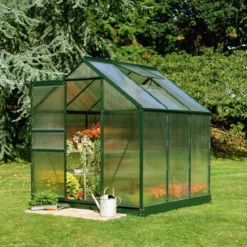 6'4 X 6'5 Green Frame Halls Popular 66 Small Greenhouse (1.93 X 1.95m) -Zen Gardenia Sales 1. green popular 66 green base polycarb
