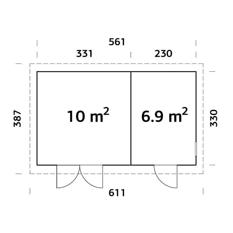 18' X 11' Palmako Kalle (88mm) Premium Multi-room Shed (5.6m X 3.3m) 4 18' X 11' Palmako Kalle (88mm) Premium Multi-room Shed (5.6m X 3.3m) - Image 2