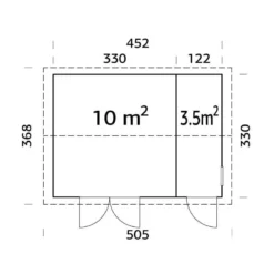 15' X 11' Palmako Olaf Premium (88mm) Multi-room Shed (4.5m X 3.3m) -Zen Gardenia Sales 101231 palmako olaf premium multi room shed 88mm drawing min