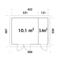 15' X 11' Palmako Kalle (88mm) Premium Multi-room Shed (4.5m X 3.3m) 13 15' X 11' Palmako Kalle (88mm) Premium Multi-room Shed (4.5m X 3.3m) -Zen Gardenia Sales 101232 palmako kalle premium multi room shed 88mm drawing min