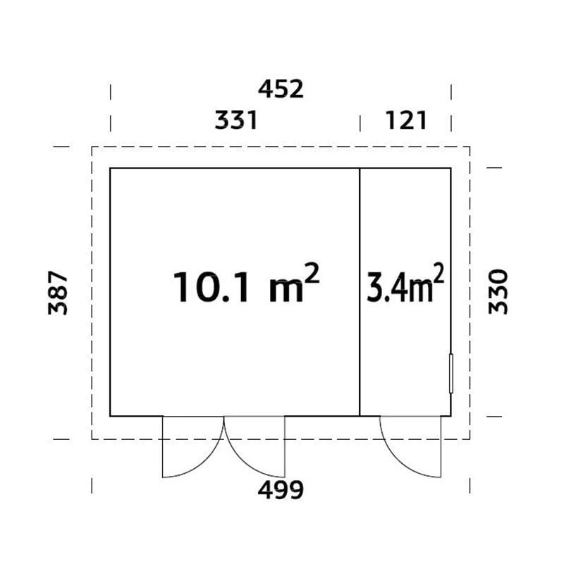 15' X 11' Palmako Kalle (88mm) Premium Multi-room Shed (4.5m X 3.3m) 4 15' X 11' Palmako Kalle (88mm) Premium Multi-room Shed (4.5m X 3.3m) - Image 2