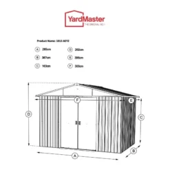 10' X 13' Yardmaster Castleton Anthracite Metal Shed (3m X 3.9m) 14 10' X 13' Yardmaster Castleton Anthracite Metal Shed (3m X 3.9m) -Zen Gardenia Sales 1013aeyz 10x13 yardmaster castleton metal shed drawing min 1