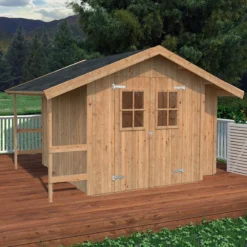 13' X 10' Palmako Marcus Heavy Duty Wooden Apex Shed (3.8m X 2.9m) -Zen Gardenia Sales 107218 8x8 palmako marcus wooden shed insitu3 min
