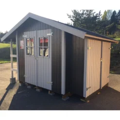 13' X 10' Palmako Marcus Heavy Duty Wooden Apex Shed (3.8m X 2.9m) -Zen Gardenia Sales 107218 8x8 palmako marcus wooden shed insitu4 min