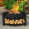 Cook King Montana Low Steel Fire Bowl And Logstore -Zen Gardenia Sales 111248 montana fire bowl insitu2 min 1