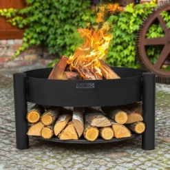 Cook King Montana Low Steel Fire Bowl And Logstore