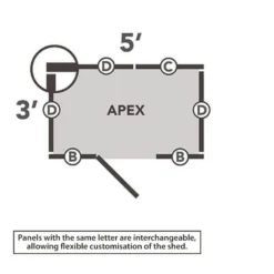 5' X 3' Forest 4Life 25yr Guarantee Overlap Pressure Treated Windowless Apex Wooden Shed (1.64m X 1.01m) -Zen Gardenia Sales 12 opa53nwmhd drawing2 min 1