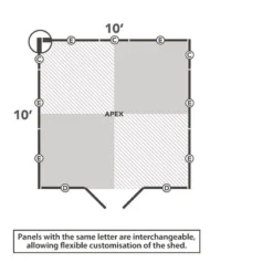 10' X 10' Forest 4Life 25yr Guarantee Overlap Pressure Treated Windowless Double Door Apex Wooden Shed (3.2m X 3.01m) 33 10' X 10' Forest 4Life 25yr Guarantee Overlap Pressure Treated Windowless Double Door Apex Wooden Shed (3.2m X 3.01m) -Zen Gardenia Sales 13 opa1010ddnwmhd drawing2 min 1